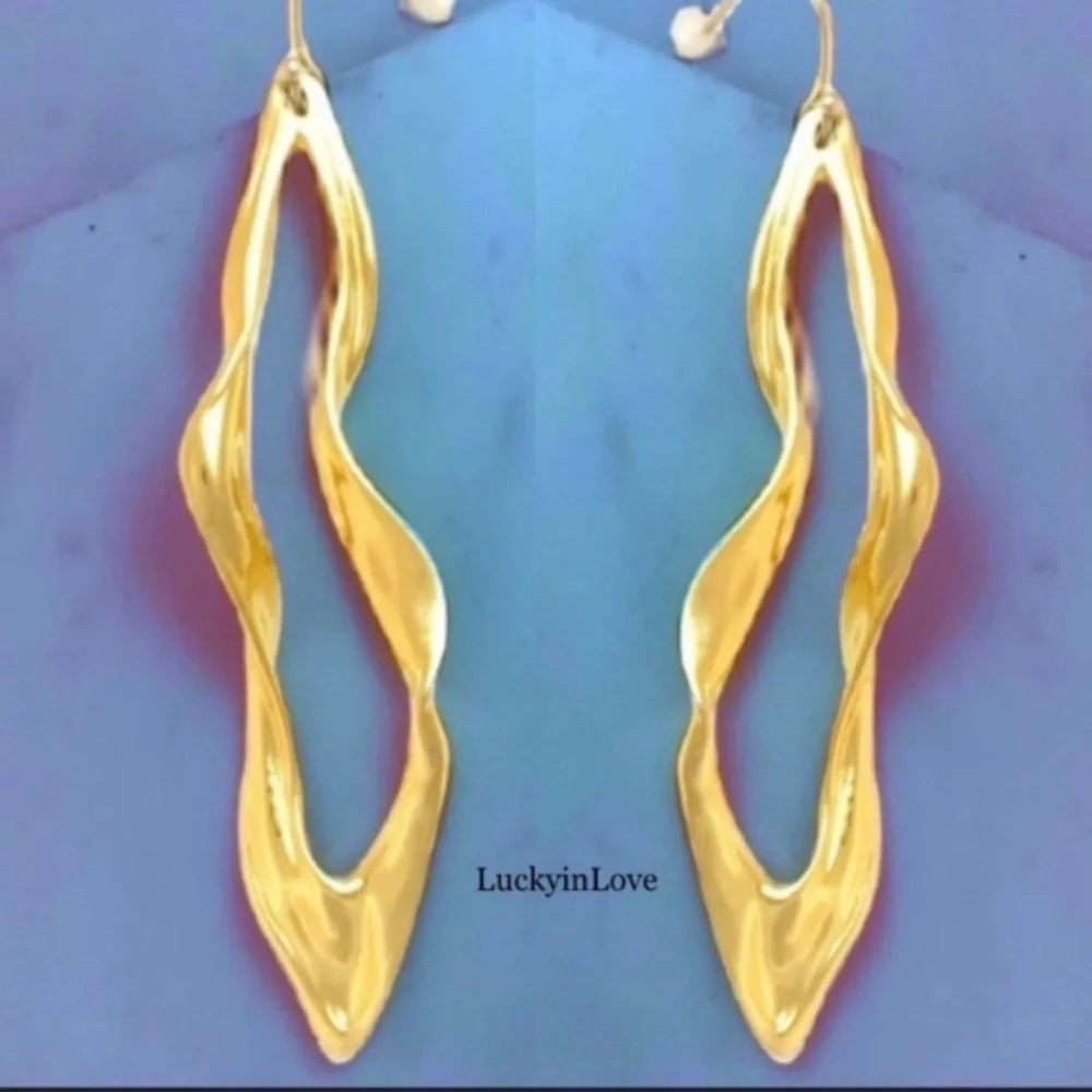 ALEXIS BITTAR • Gold Light Sculpted Linear Svelte Crumpled  Hoop Drop Earrings